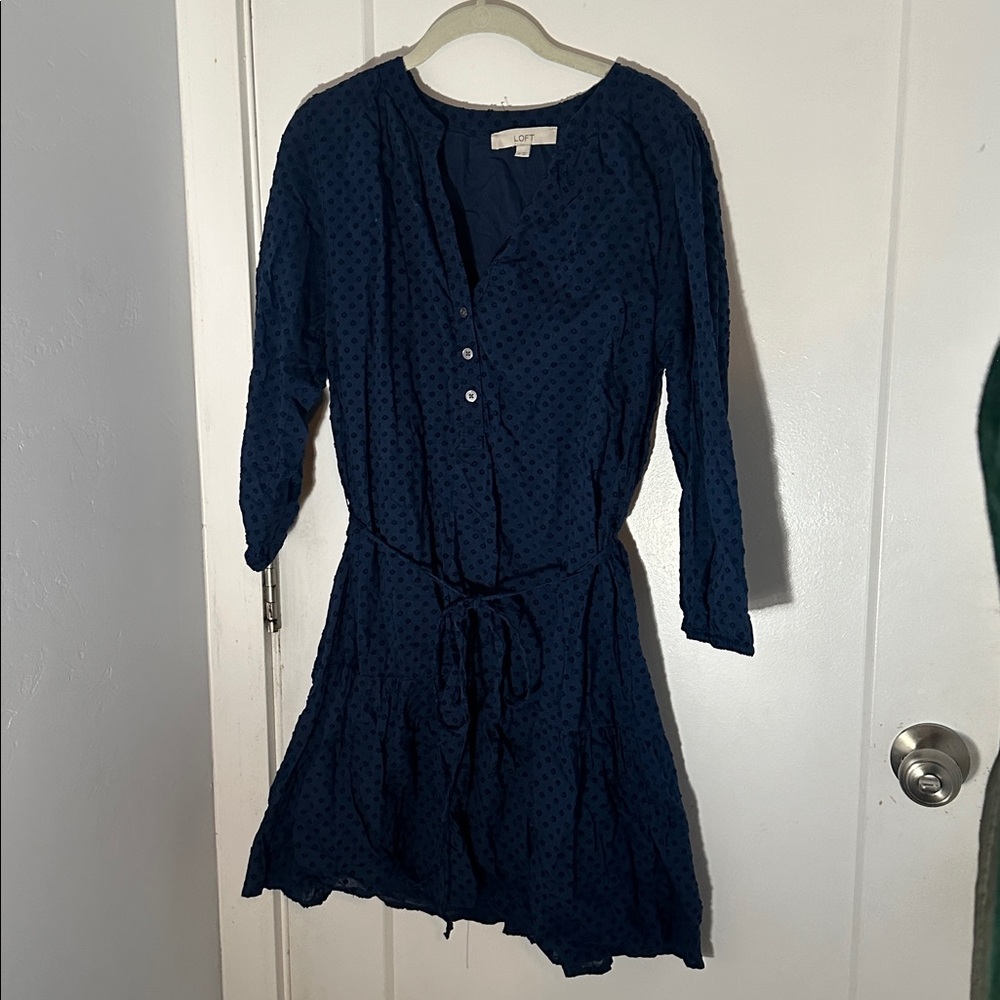 LOFT Dark Blue Textured Romper
